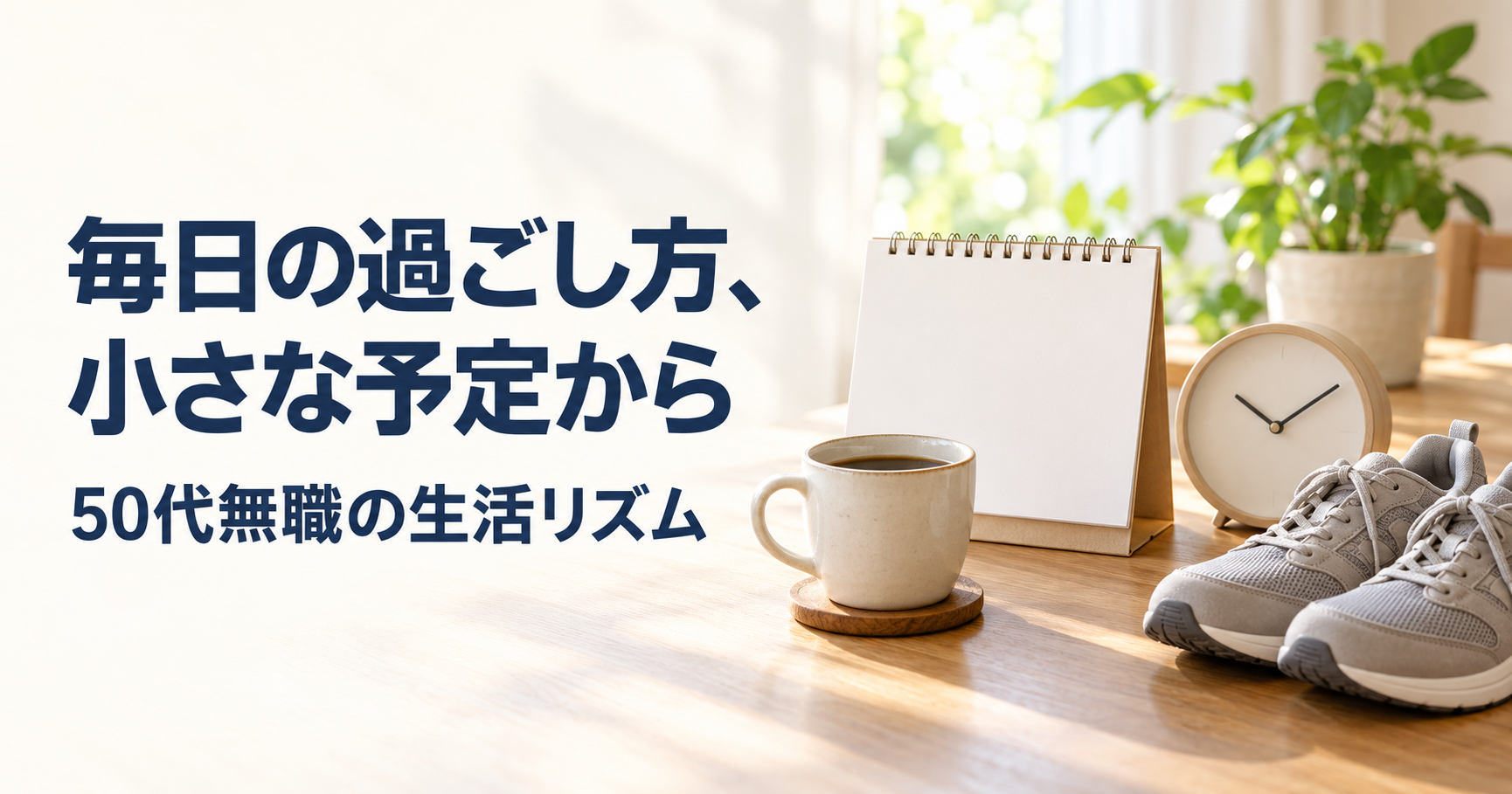 50代無職の毎日の過ごし方を、生活リズムと小さな予定で整えるイメージ