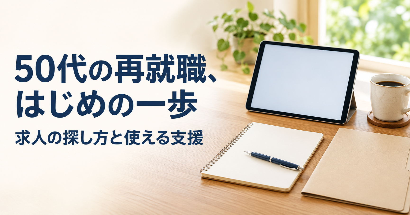 50代無職から再就職を考えるときの、求人の探し方と使える支援のイメージ